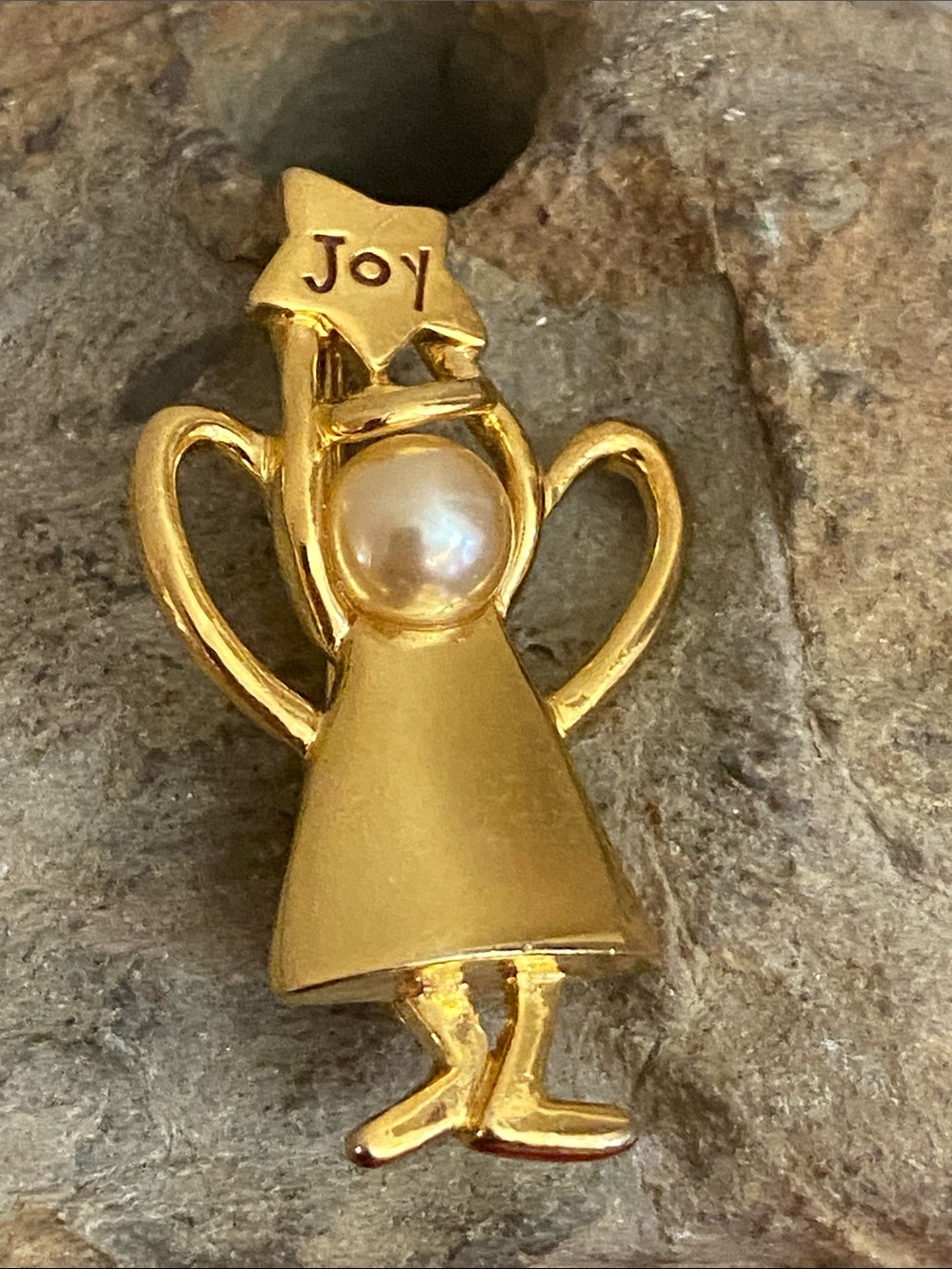 Vintage 80s JOY ANGEL Faux Pearl Broach
